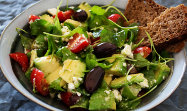 Salad with avocadoes and olives