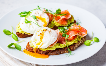 Salmon with avocado and egg on toast