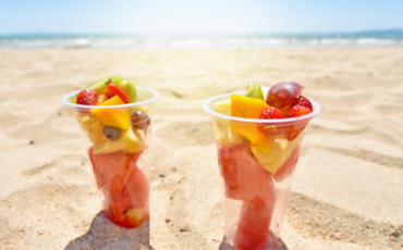 fruit salad snack at the beach