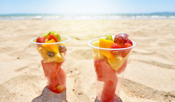 fruit salad snack at the beach